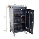 45 Bay Mobile School Charging Cart Station For Chromebook, Tablet And Laptop Computer With Power Strip Included - Black by HouseOfZazla