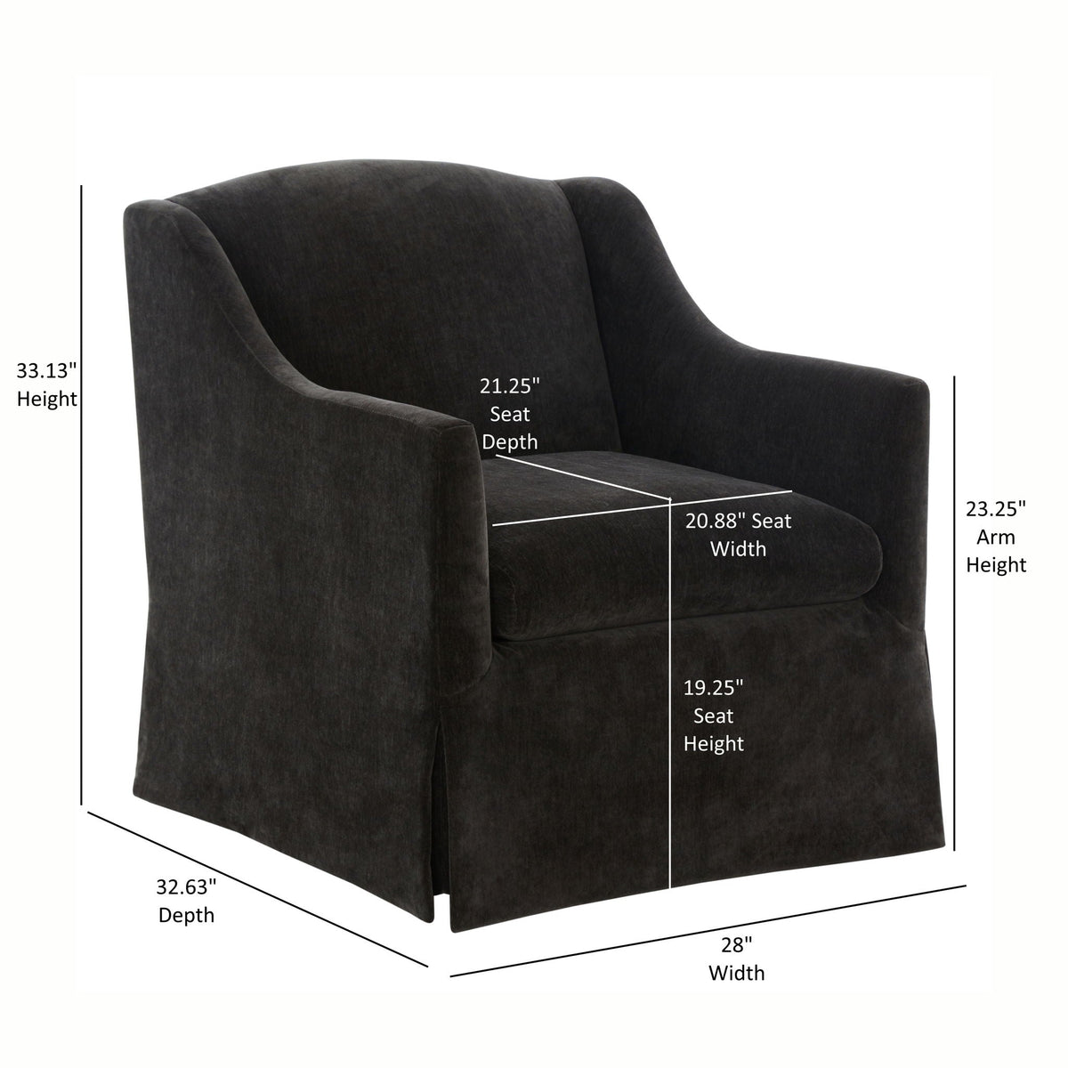 Luisa - Skirted Swivel Accent Chair, photo 14 of 40