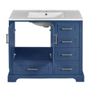 36' Traditional Bathroom Vanity with Ceramics Sink , Blue Bathroom Cabinet with Two Soft Close Doors and Four Drawers(Old sku:SV000026AAC)