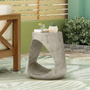Hollow Side Table Wood-Like Texture Grey