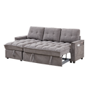78.75" Reclining Sofa, Pull-Out Sofa Bed with USB and tape-c charging ports, L-Shaped Sectional Sofa with Reclining Storage and Arm Side Organizer Pocket Features, Living Room Comfort Sofa