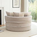 Modern Oversized Round Barrel Accent Chair With Ottoman