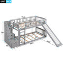 Twin Over Twin Bunk Stairway Bed With 2 Drawers And Slide - Gray by HouseOfZazla