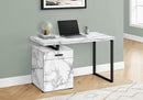 Computer Desk with Marble Look Laminate and Storage Drawers - White by HouseOfZazla