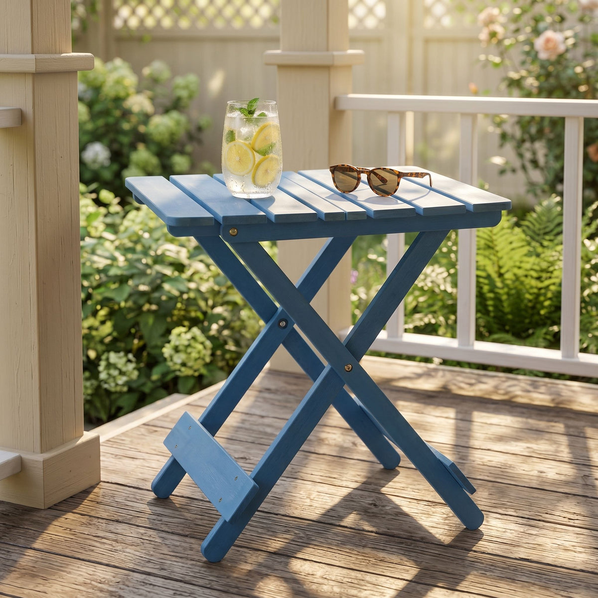 Folding Square Table For Backyard - Blue, photo 3 of 11