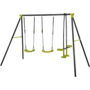 Xns008 Interesting Triple Children Metal Safe Swing Set 440Lbs For Outdoor Playground Three Seat Swing For Age 3+ - Green / Black by HouseOfZazla