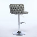 Swivel Barstools Adjusatble Seat Height With Chrome Base, Modern PU Upholstered Bar Stools with the whole Back Tufted, for Home Pub and Kitchen Island,Gray, Set of 2
