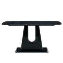 A modern, minimalist, and luxurious table. A black imitation marble tabletop with MDF U-shaped legs. Dining table, computer table. For restaurants and living rooms 63" x 35.4"x 30" F-U