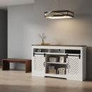 TV Stand With Sliding Barn Doors And Adjustable Storage - White / Oak by HouseOfZazla