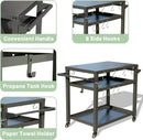 3-Shelf Outdoor Grill Table with Wheels