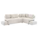 91.73" L-shaped Sofa Sectional Sofa Couch with 2 Stools and 2 Lumbar Pillows for Living Room, Biege