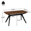 7-Pieces Upholstered Dining Set With Rubberwood Frame, Light Beige + Walnut + Black by HouseOfZazla