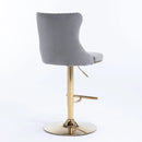 A&A Furniture,Golden Swivel Velvet Barstools Adjusatble Seat Height from 25-33 Inch, Modern Upholstered Bar Stools with Backs Comfortable Tufted for Home Pub and Kitchen Island（Gray,Set of 2） by Montret