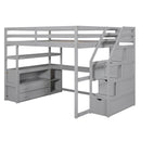 Loft Bed With Desk, Shelves, 2 Drawers, Storage Staircase by HouseOfZazla