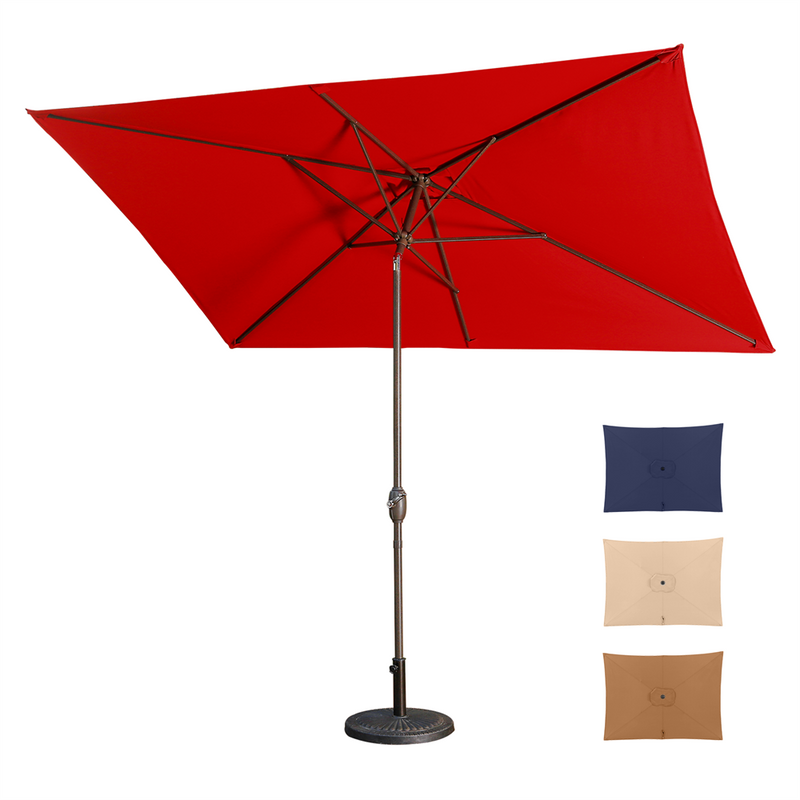 6.5FT x 10FT Patio Umbrella Outdoor Red Uv Protection