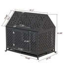 45' Heavy Duty Dog Crate Indestructible Pet Dog Cage Crate Kennel with Roof Top 2 Doors Removable Trays, Lockable Wheels, Escape-Proof for High Anxiety Large/Extra Dogs