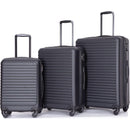 3 Piece Luggage Sets ABS Lightweight Suitcase with Two Hooks, Spinner Wheels, TSA Lock, (20/24/28) Black