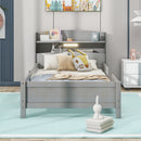Wood Platform Bed With Built In LED Light, Storage Headboard And Guardrail by HouseOfZazla