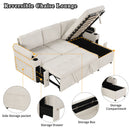 Convertible L Shaped Sofa Couch With Storage, Cup Holders, USB Ports by Unique Piece Furniture