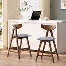 Mid Century Modern Counter Stool With V Shape Frame And Upholstered Seating