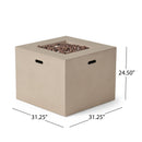 Outdoor Patio Square Gas Burning Concrete Fire Pit 40,000 BTU by HouseOfZazla