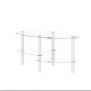 Transparent Oval Glass Coffee Table, Modern Table In Living Room Oak Wood Leg Tea Table 3-Layer Glass Table by Unique Piece Furniture