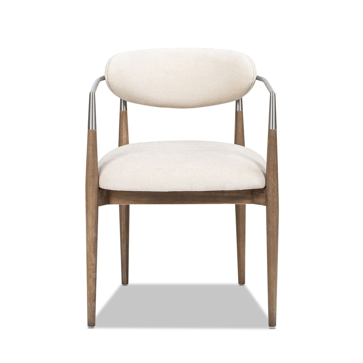 Artemis - Mixed Material Upholstered Dining Arm Chair - Warm White, photo 5 of 7