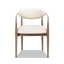 Artemis - Mixed Material Upholstered Dining Arm Chair - Warm White by HouseOfZazla