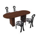 Oval Dining Table For 6 With 4 Upholstered Chairs - Walnut / Black by HouseOfZazla