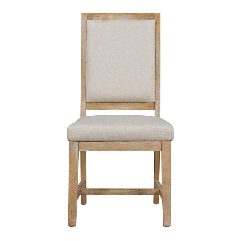 5-Piece Dining Set Extendable Round Table and 4 Upholstered Chairs Farmhouse Dining Set for Kitchen, Dining Room(Natural Wood Wash)