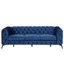 85.5" Velvet Upholstered Sofa with Sturdy Metal Legs, Modern Sofa Couch with Button Tufted Back, 3 Seater Sofa Couch for Living Room, Apartment, Home Office, Blue