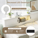 Twin Size L - Shaped Captain Bed With Drawer And Bookcase, LED Downlight And USB Charging Station - White by HouseOfZazla