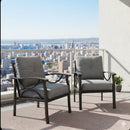 All Weather Armchairs With Cushions, Sculptural Design (Set of 2) - Gray / Khaki by HouseOfZazla