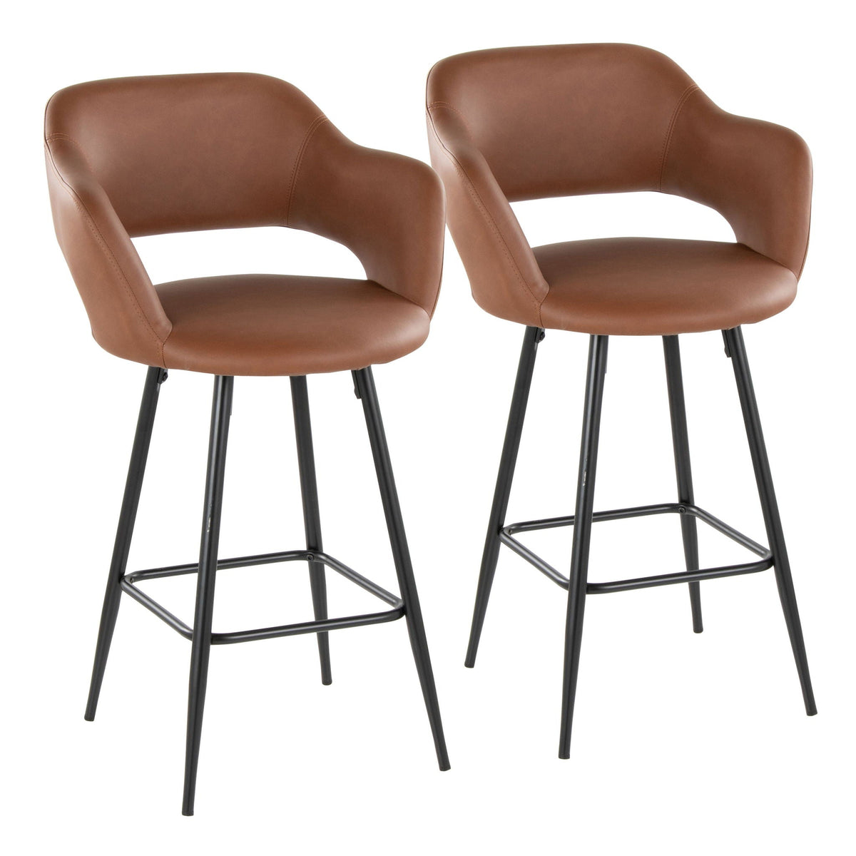 Margarite - Contemporary Fixed Height Counter Stool With Square Footrest (Set of 2), photo 2 of 20