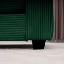 Modern Fabric Living Room Sofa with 4 Pillows, Upholstered Large Deep Seating Loveseat, Green Corduroy
