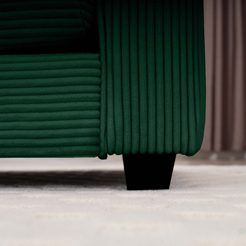 Modern Fabric Living Room Sofa with 4 Pillows, Upholstered Large Deep Seating Loveseat, Green Corduroy