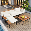 Luxury L-Shaped Acacia Wood Patio Furniture Set with Cushions by HouseOfZazla