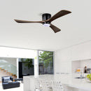 52" Flush Mount Solid Wood Blades Ceiling Fan with Lights Remote Control by HouseOfZazla