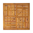 Outdoor Rectangular Table With Curved Legs And Perpendicular Wooden Slats Table Top