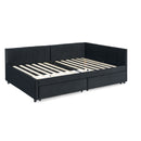 Upholstered Tufted Daybed Frame With Storage Drawers