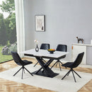 Dining Table With Geometric X Frame For Kitchen Or Dining Room - White Marble by HouseOfZazla