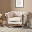 Fabric Upholstered Club Chair With Scrolled Tuxedo Arms