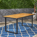Outdoor Dining Table With U Shape Legs And Slat Top Table - Teak by HouseOfZazla
