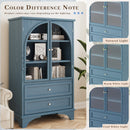 52.17"H Glass Door Display Case Storage Cabinet with 2 Drawers and Adjustable Shelf by HouseOfZazla