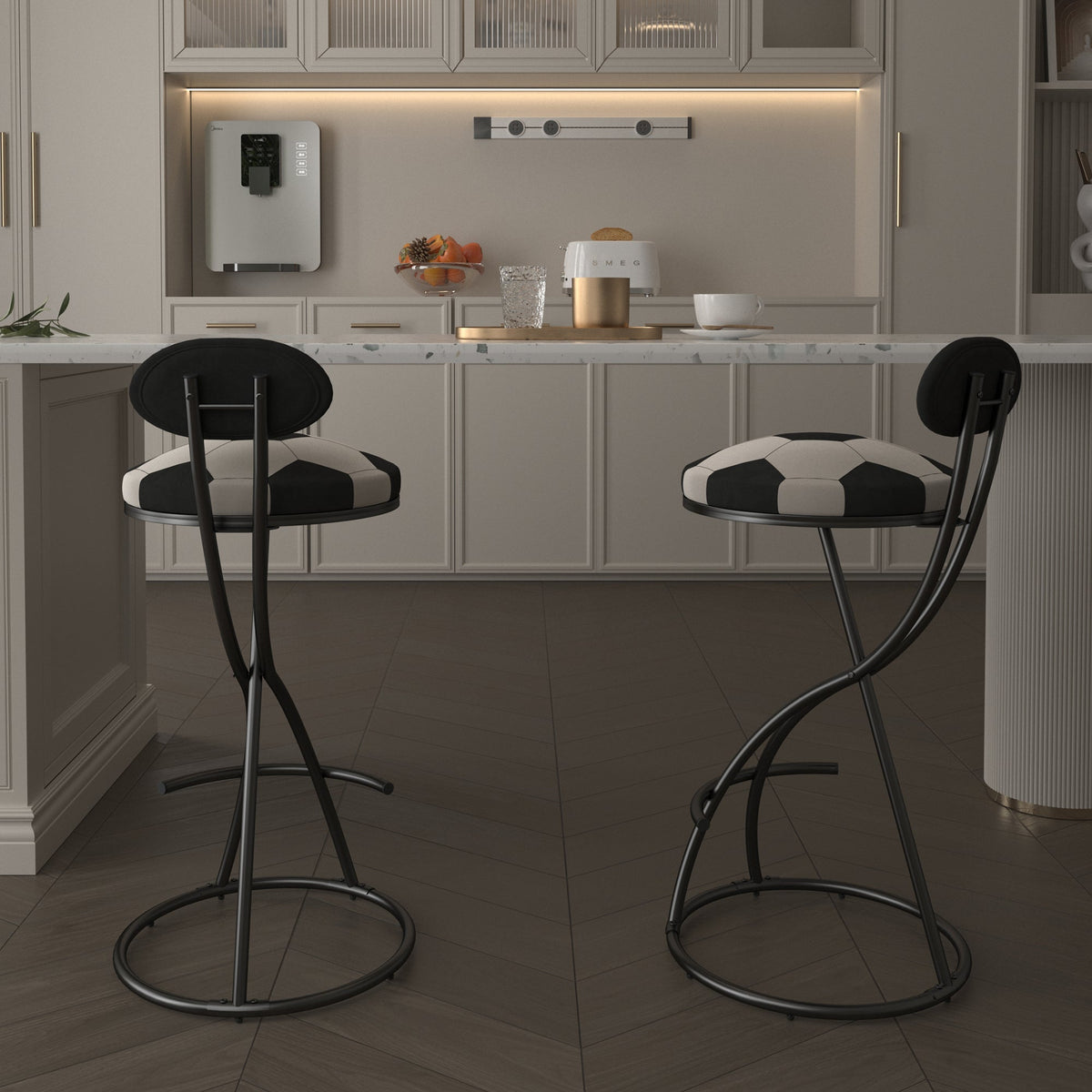 Upholstered S-shaped Barstools Set of 2, photo 8 of 10
