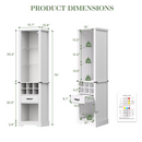 75'' Tall Storage Cabinet with LED Light, Farmhouse Style