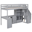 Loft Bed With L Shaped Desk, Drawers, Cabinet, And Storage Staircase by HouseOfZazla