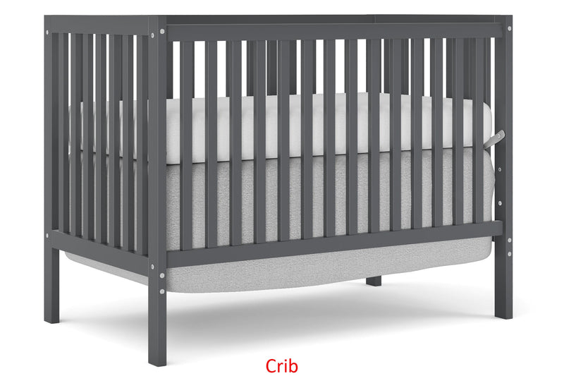 5-In-1 Convertible Crib, Converts from Baby Crib to Toddler Bed, Fits Standard Full-Size Crib Mattress, Easy to Assemble 53x29x9 Inches-STORM GREY