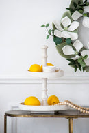 Two Tiered Round Wooden Tray - White by HouseOfZazla