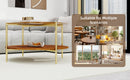 Luxurious Round Coffee Table with Gold-Tinted Tempered Glass Top